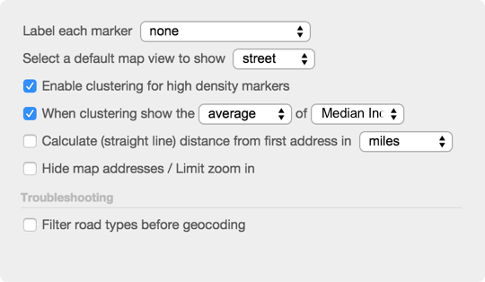 average batchgeo clustering map settings